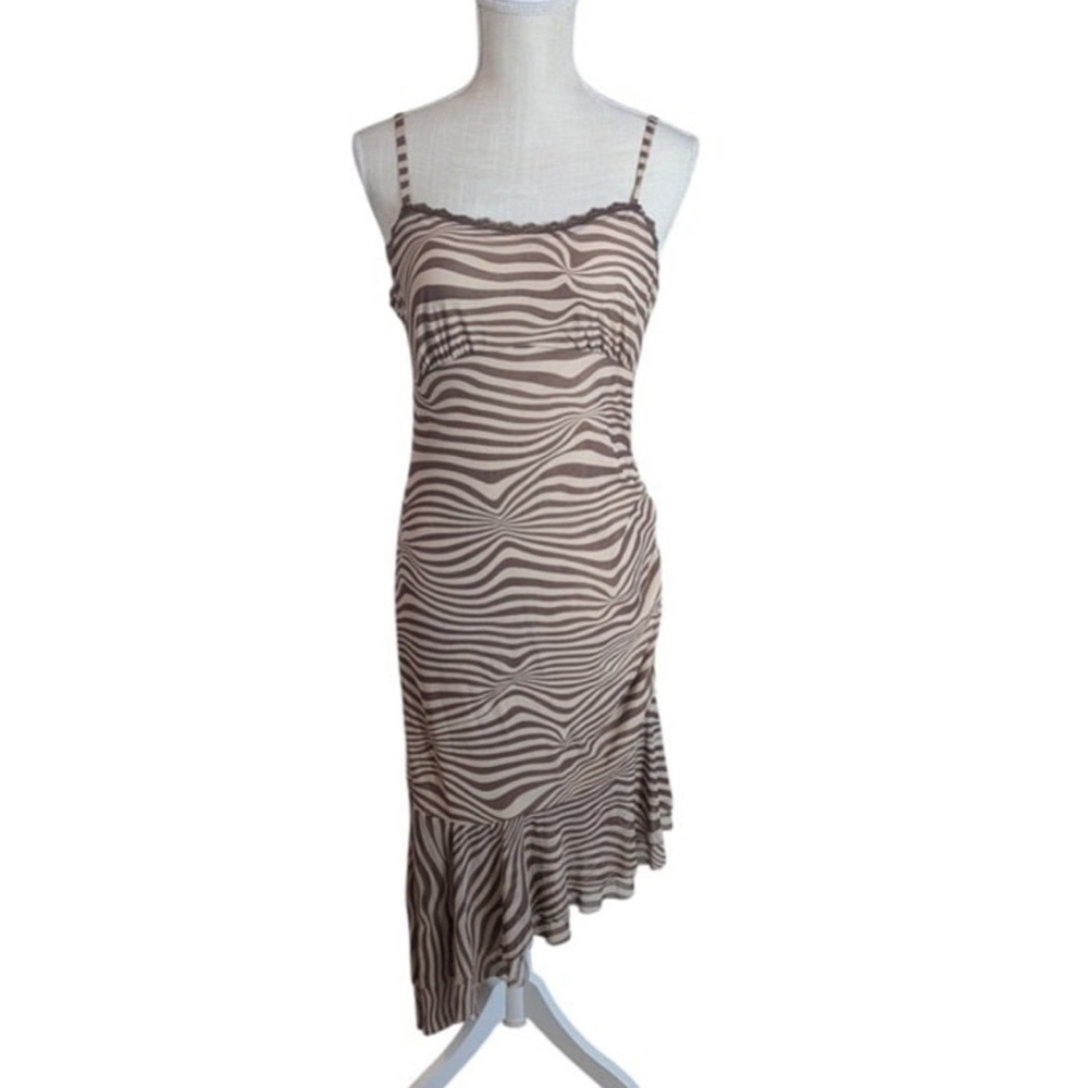 Wild Fable womens zebra print dress  bodycon ruffle hem light brown• Small